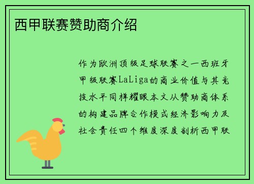 西甲联赛赞助商介绍